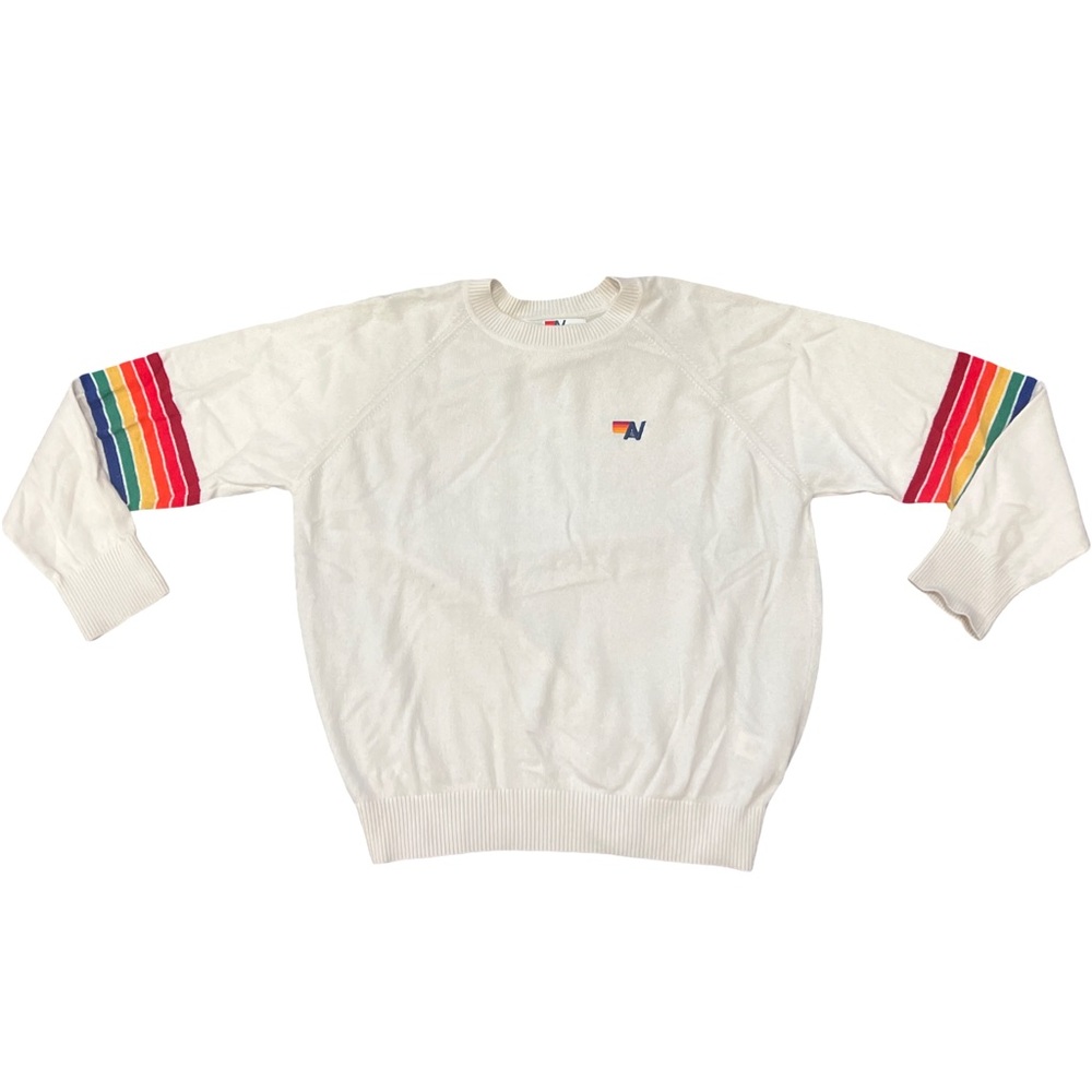 Aviator Nation Cashmere Sweatshirt with Rainbow Stripes